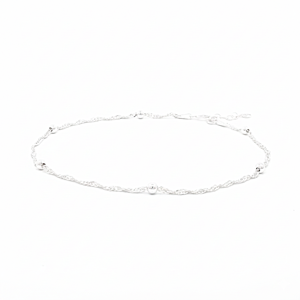 Beaded Singapore Anklet, 9+1"