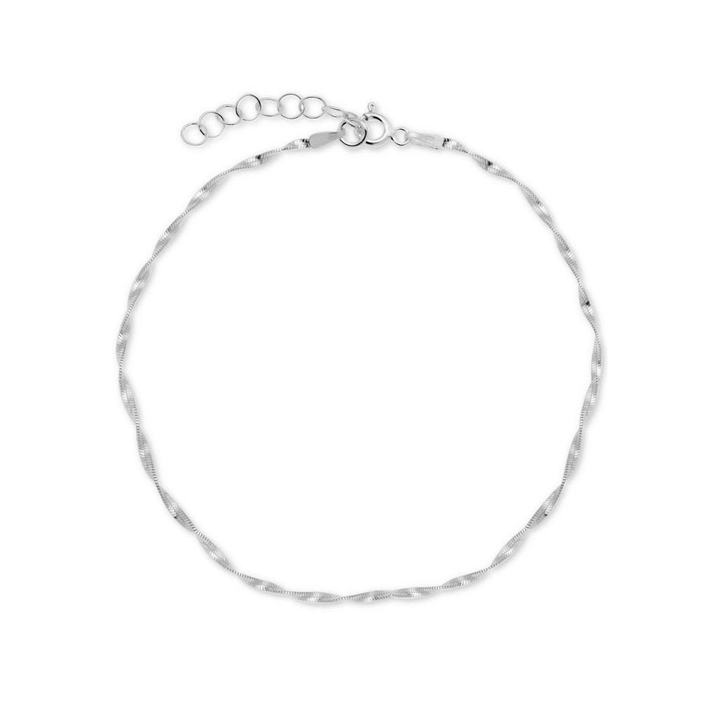 Sterling Silver 1.7mm Fancy Twisted Magic Anklet
