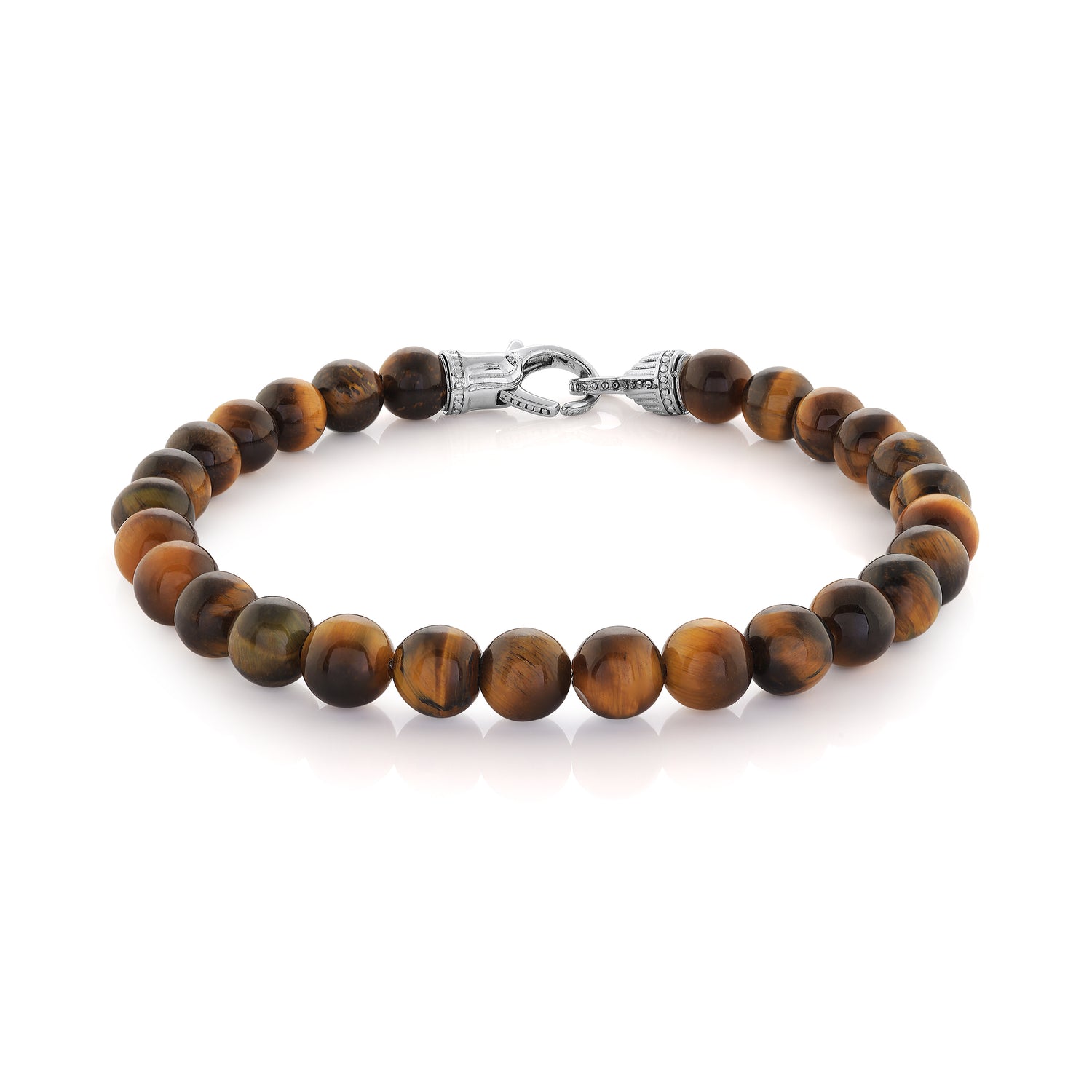 Italgem Steel 6MM Tiger Eye Beaded Bracelet, 8.2"