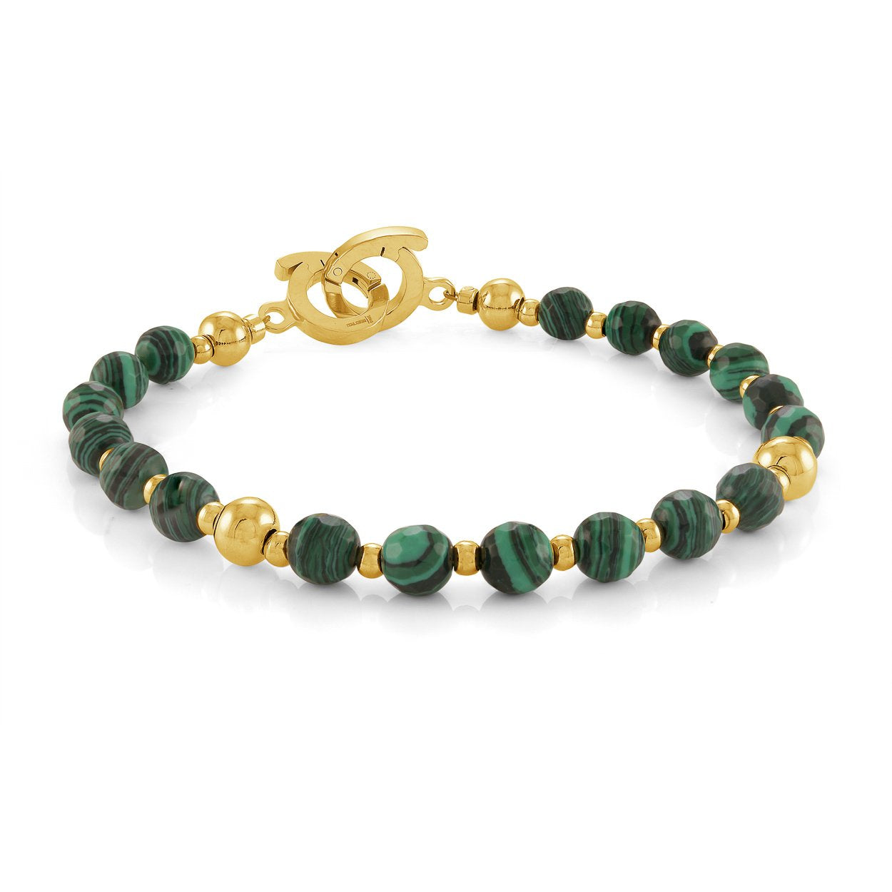 Malachite Bead Bracelet, 7.5"