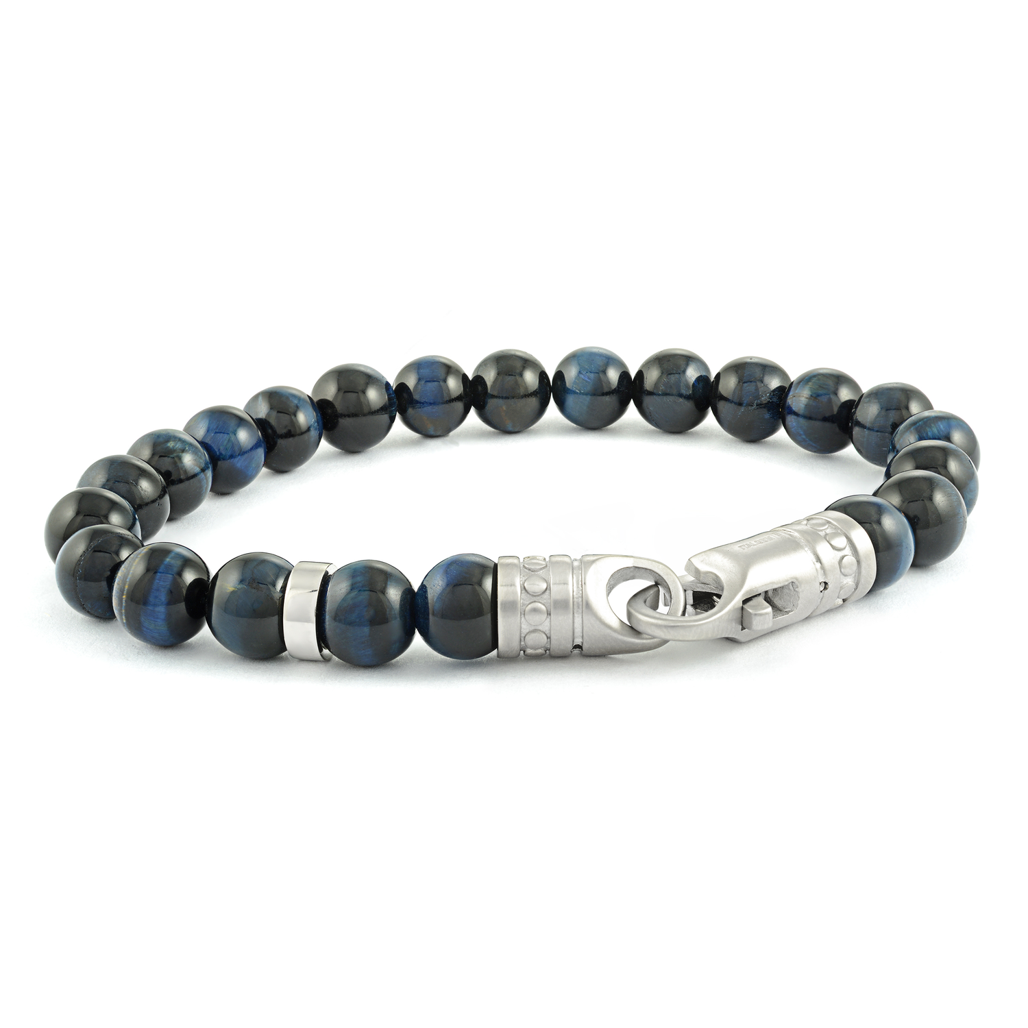 Italgem Steel Blue Tiger's Eye Matte Beaded Bracelet