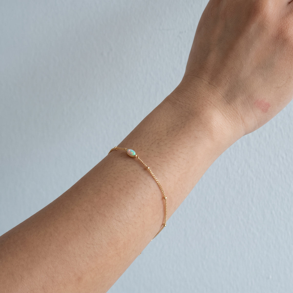 Opal and Beaded Station Bracelet, Gold Vermeil