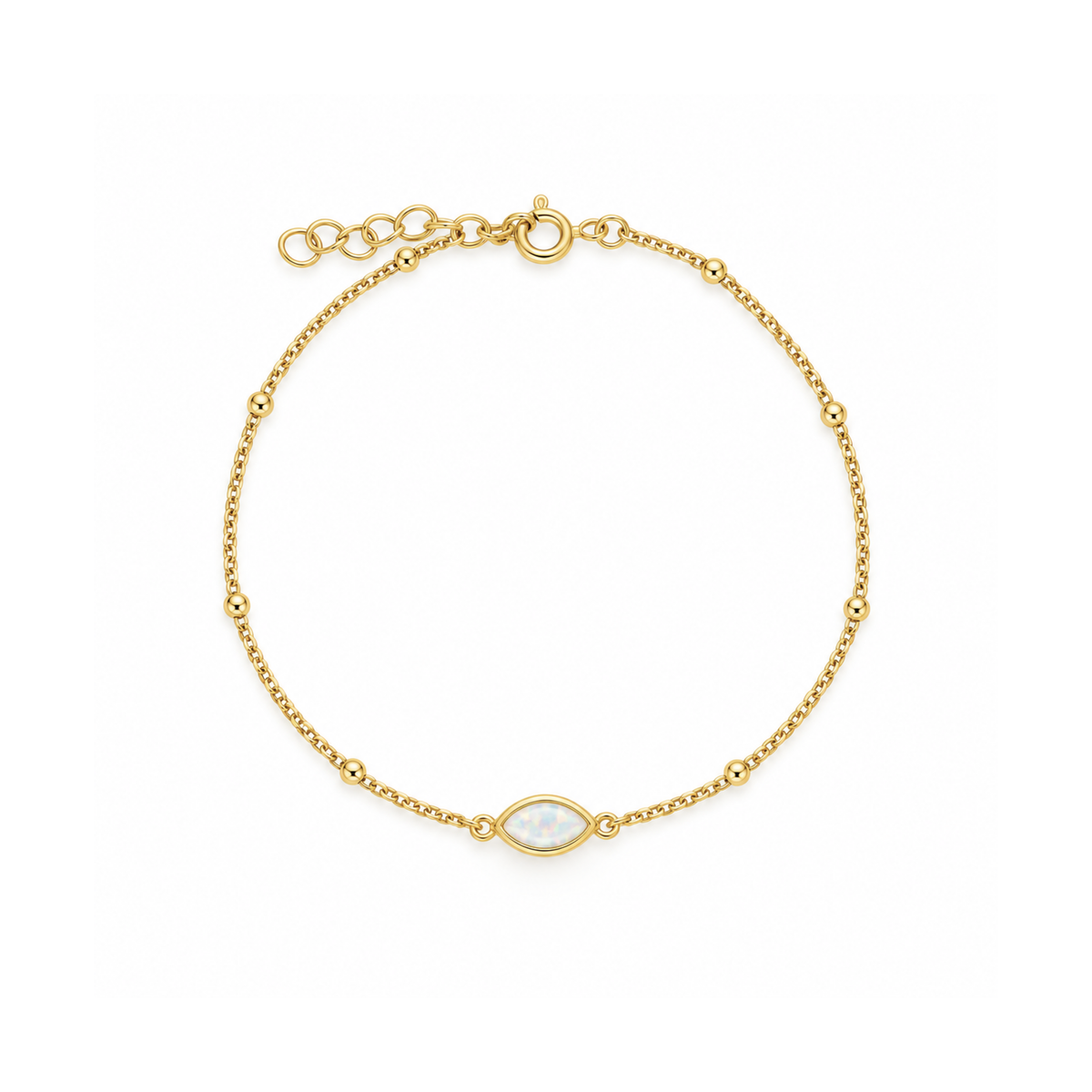 Opal and Beaded Station Bracelet, Gold Vermeil