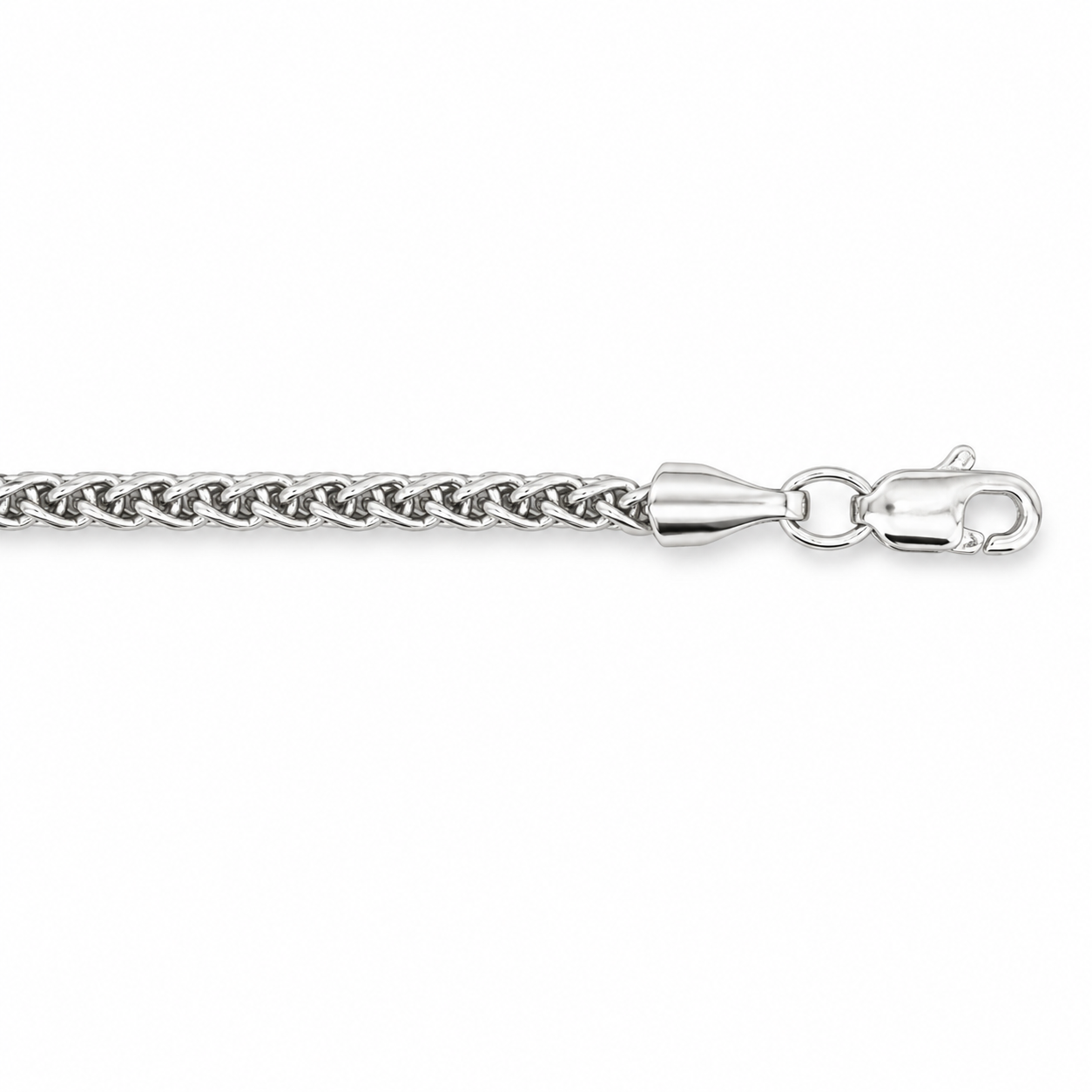 14K White Gold Wheat Link Chain Bracelet