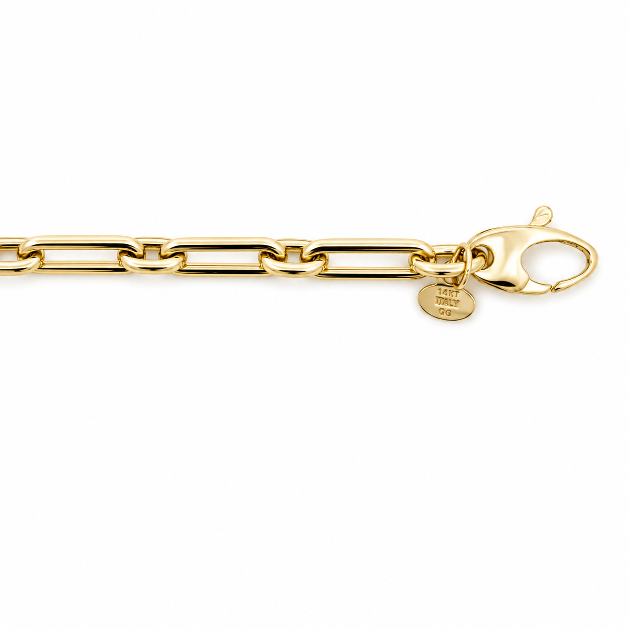14k Yellow Gold Paperclip Chain Bracelet