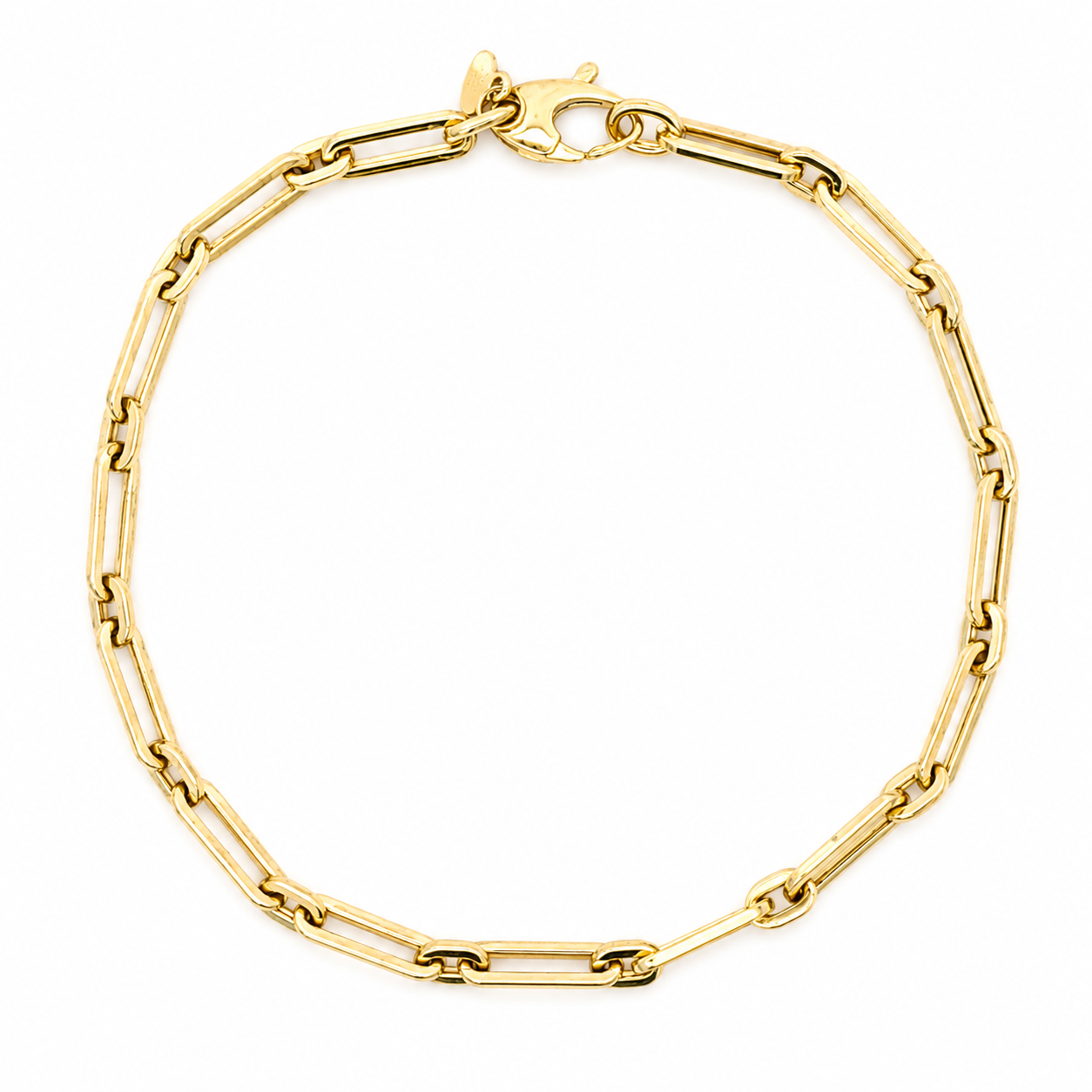 14k Yellow Gold Paperclip Chain Bracelet