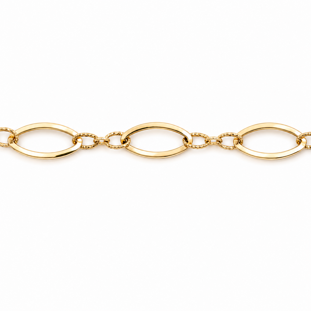 10K Yellow Gold Alternating Oval Link Chain Bracelet