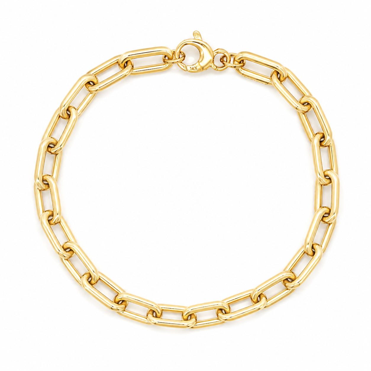 14K Yellow Gold Elongated Link Chain Bracelet