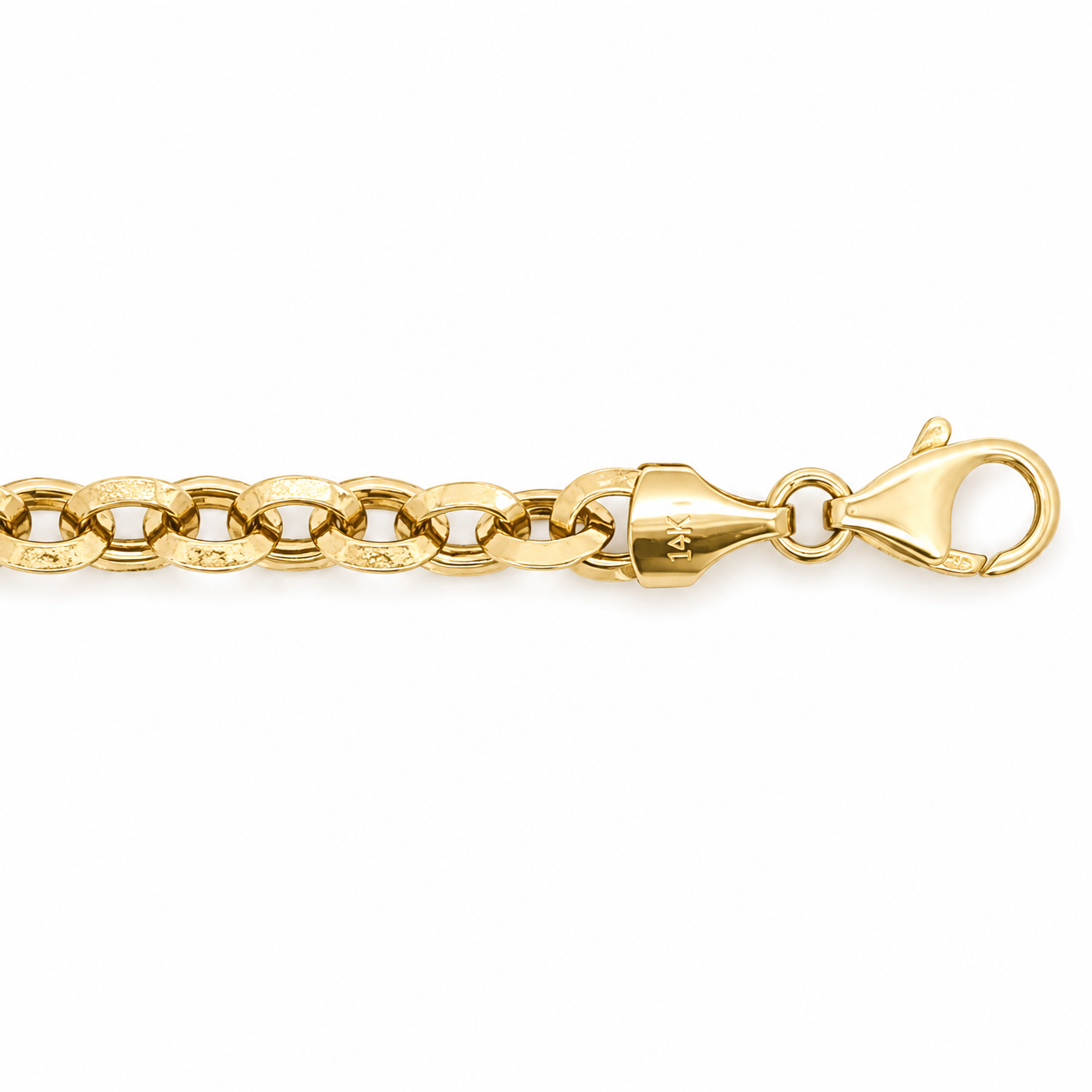 14K Yellow Gold Knife-Edge Circle Link Bracelet