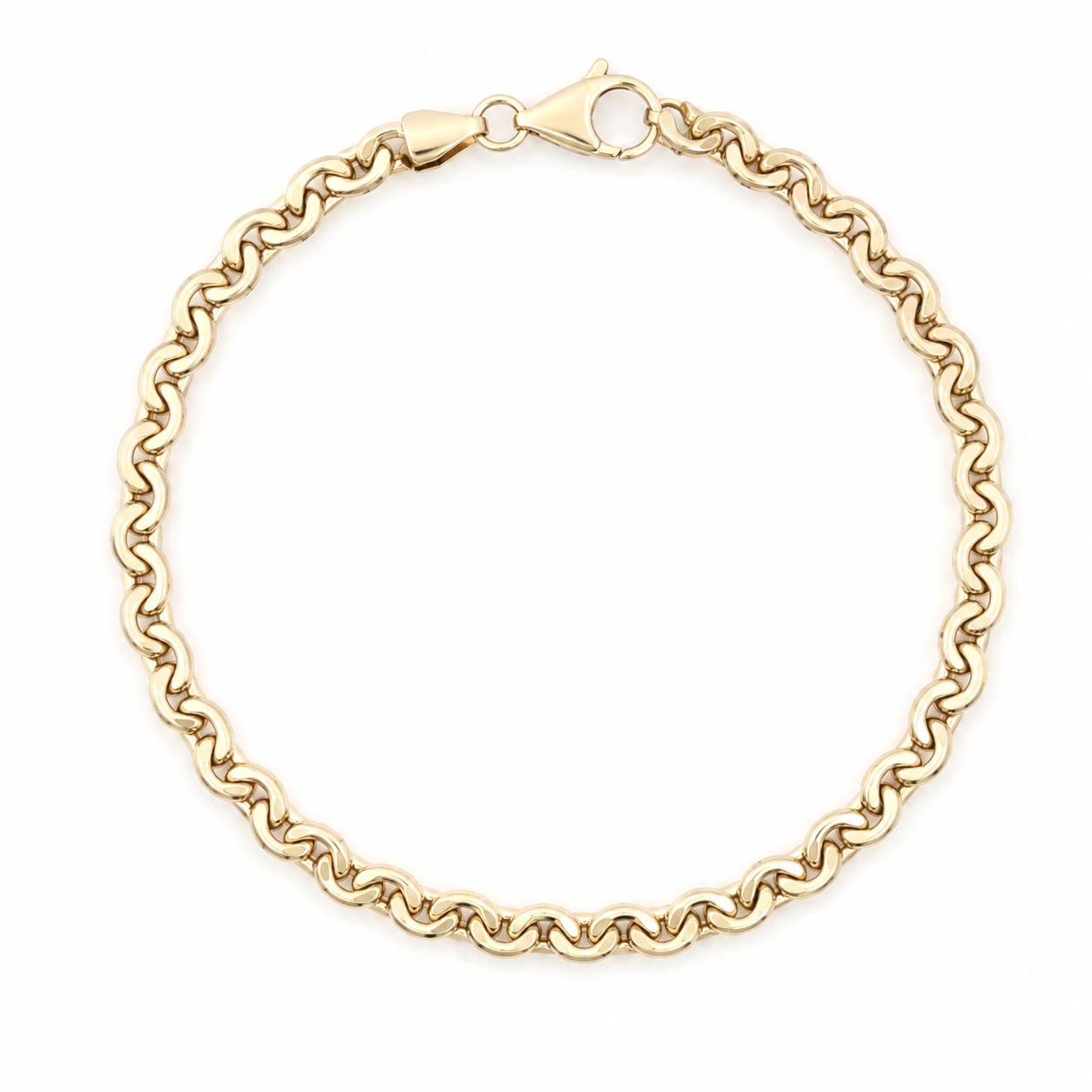 14K Yellow Gold Fancy Link Chain Bracelet