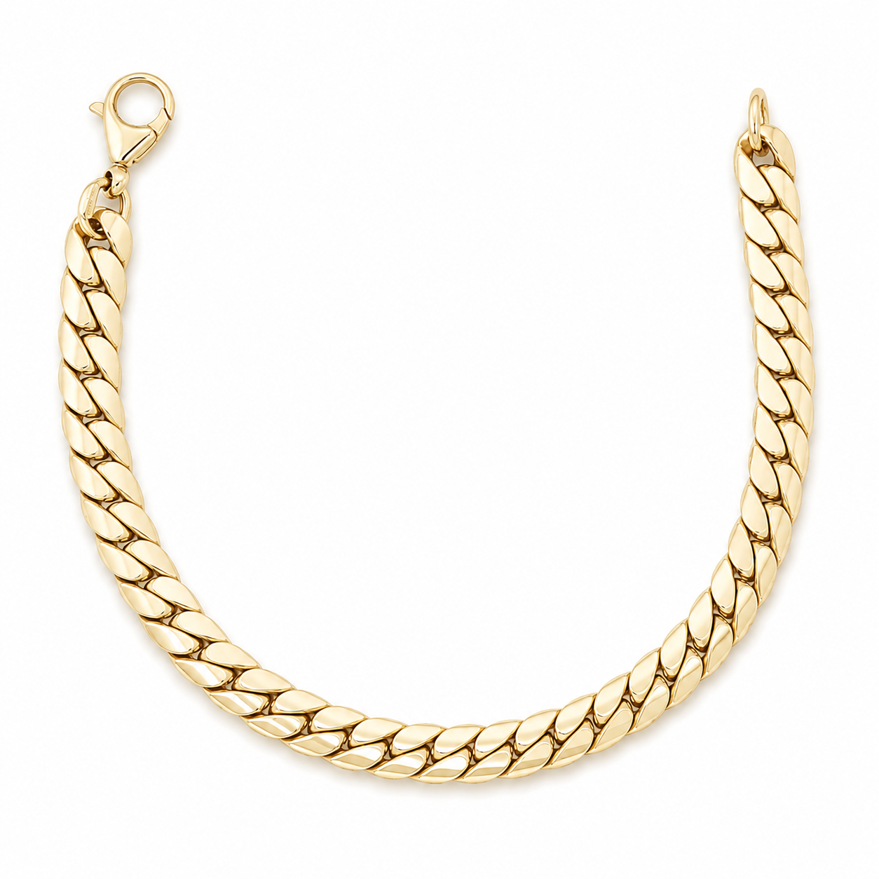 14K Yellow Gold Curban Link Chain Bracelet