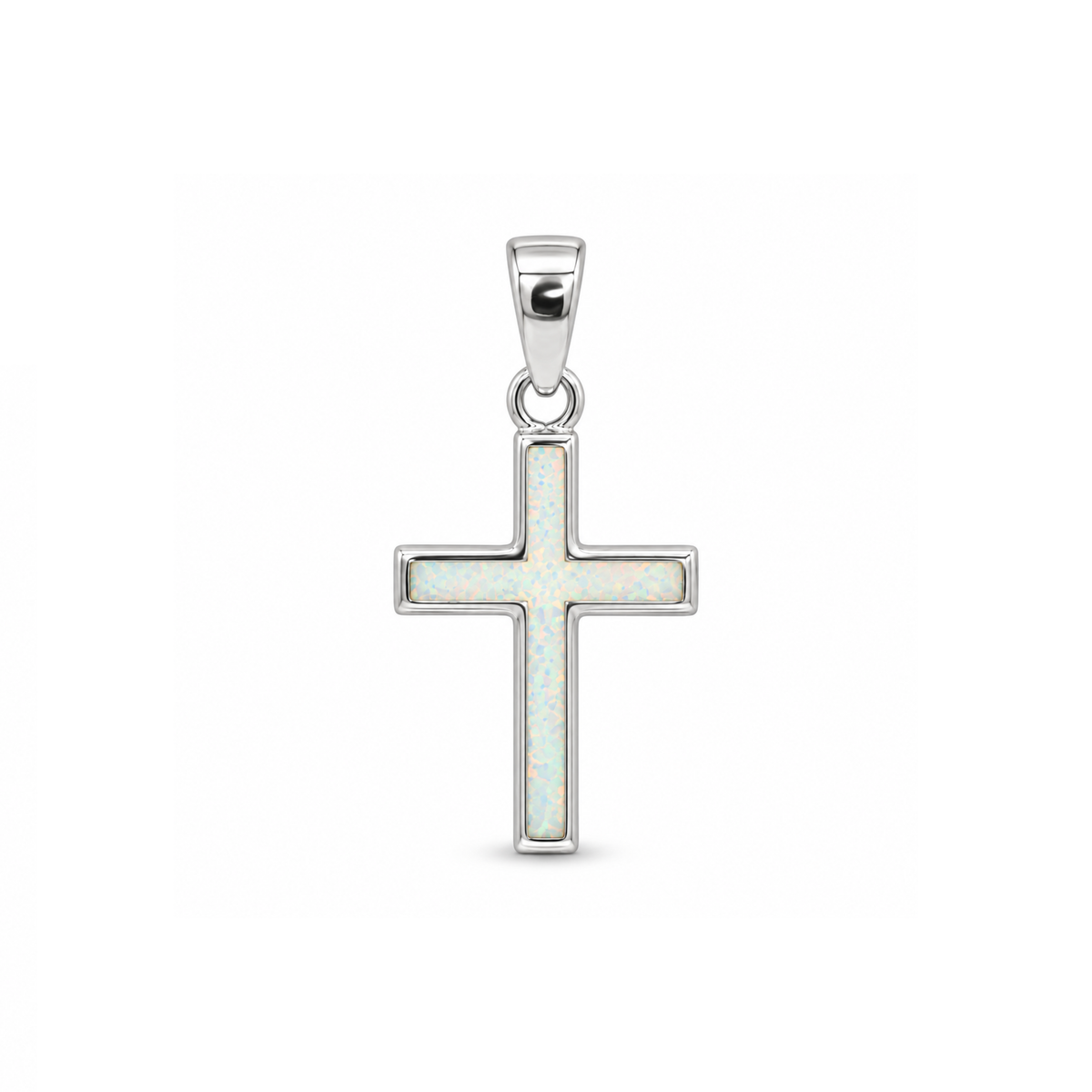 Simulated Opal Cross Pendant