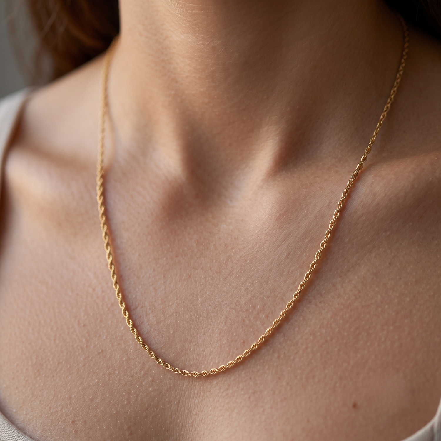 10k Yellow Gold 2.17mm Semi-Solid Rope Chain Necklace - 20 Inches