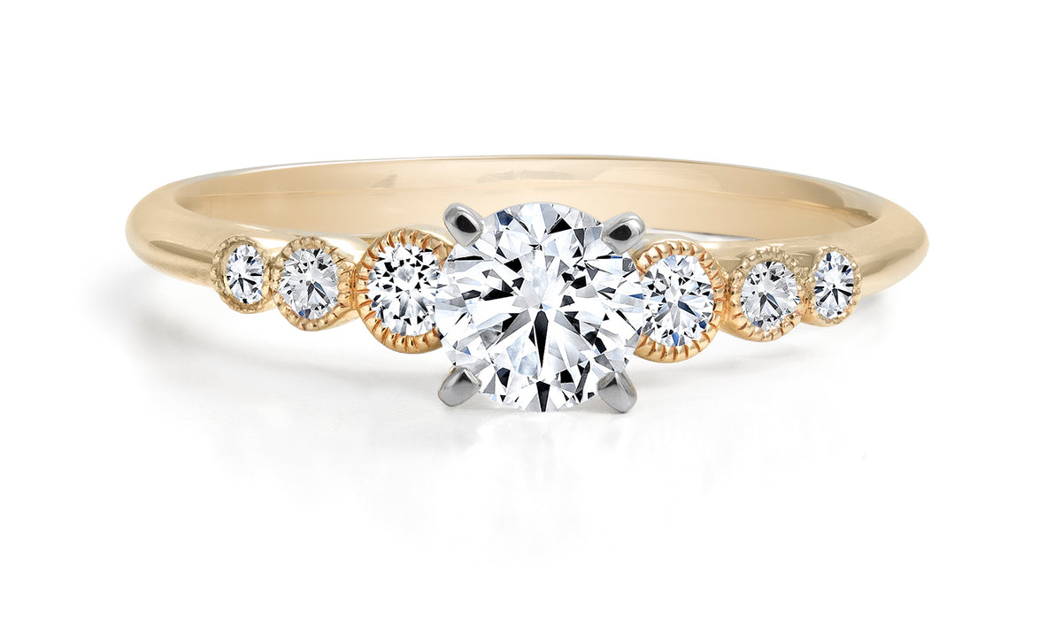 14 Karat Multi Stone Engagement Ring, 0.40 CT Center