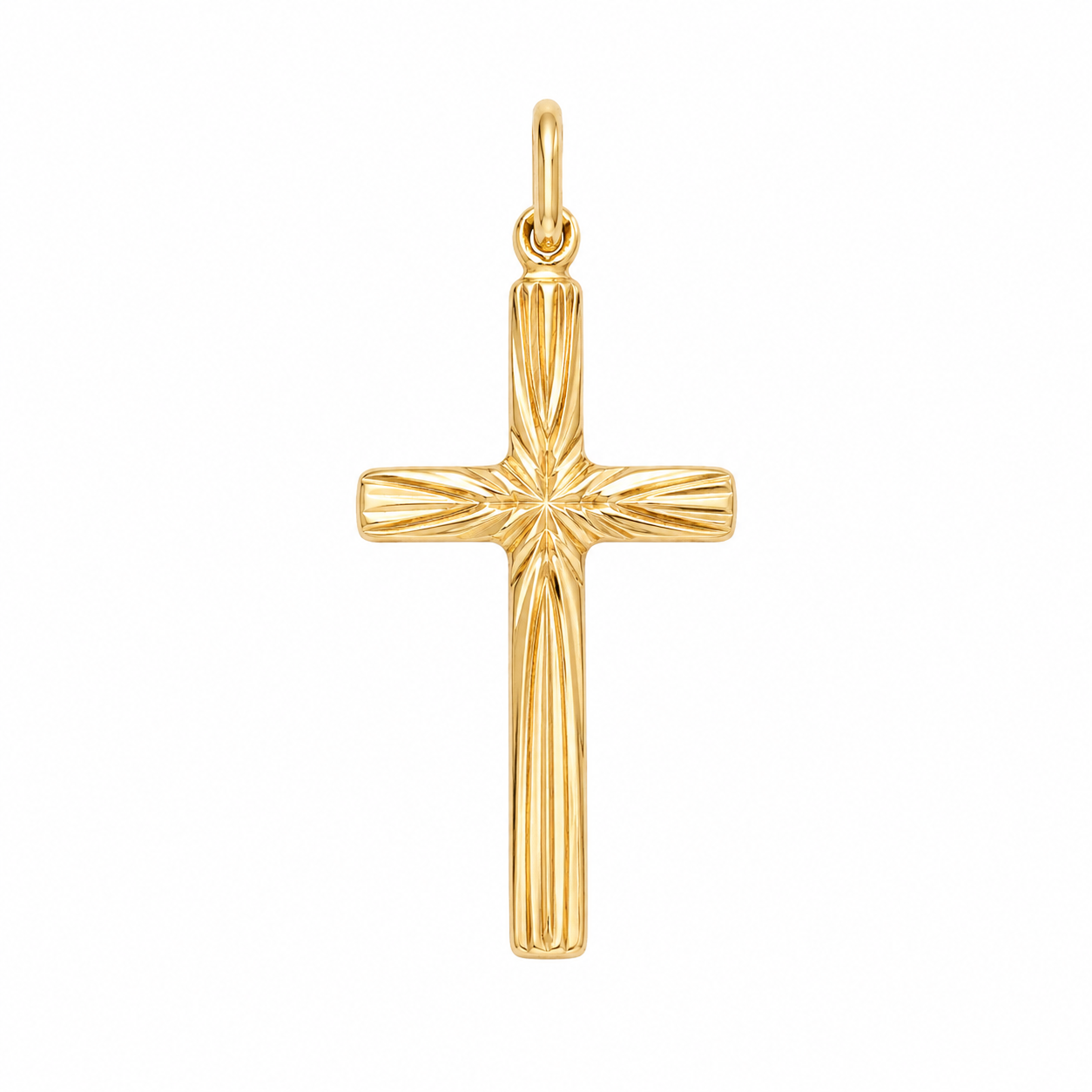 10K Engraved Cross Pendant in Yellow Gold