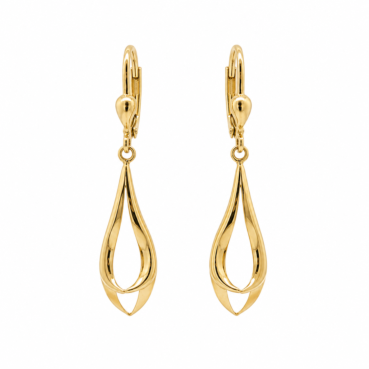 14K Yellow Gold Teardrop Dangle Earrings