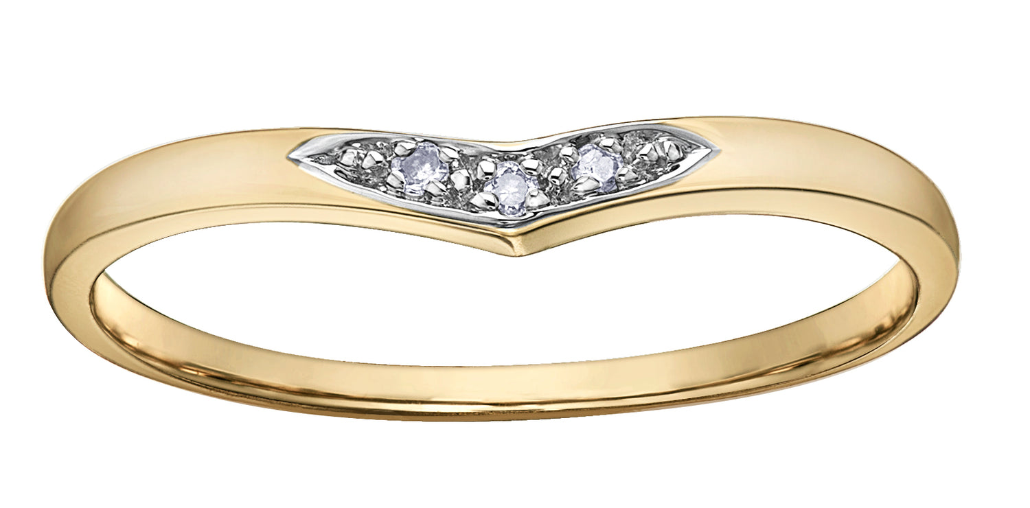 Chi Chi 10K Yellow Gold Diamond Chevron Band Ring