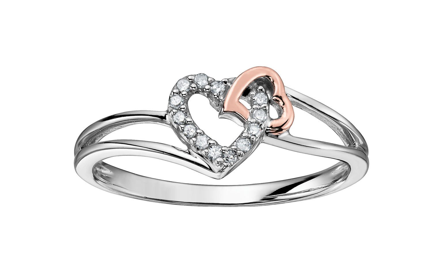 10K Double Heart Ring, 0.05 TDW
