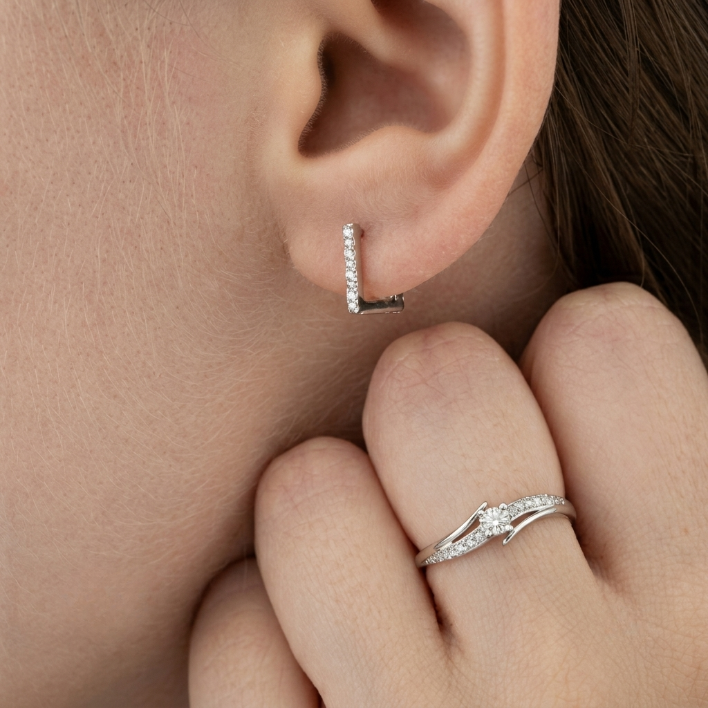 10k White Gold 0.10 TCW Bypass Diamond Engagement Ring