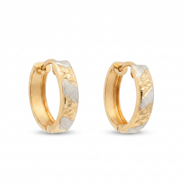 10k white gold Dia Cut hoops m