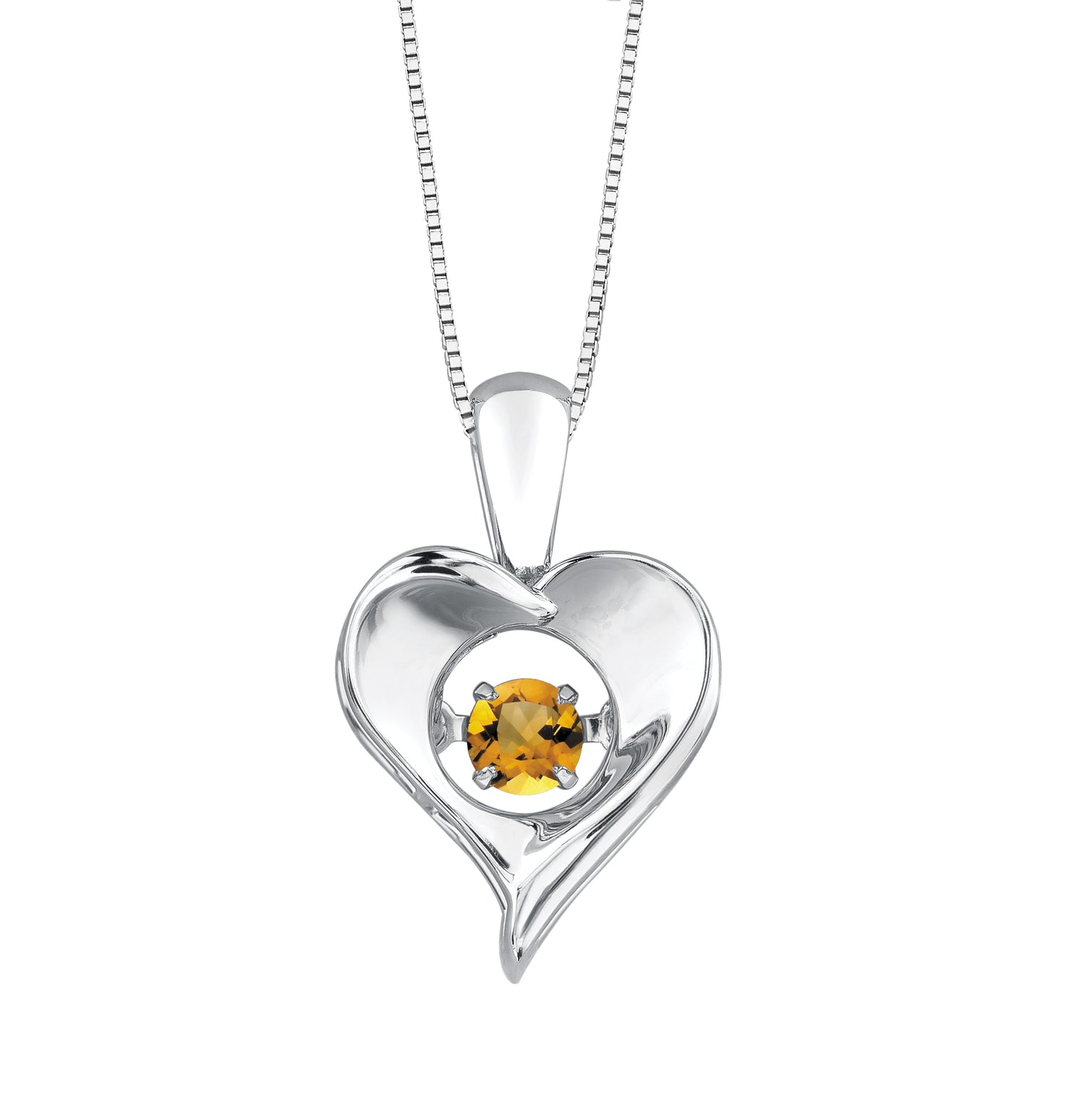 Pulse Birthstone Sterling Silver Heart November Citrine Pendant