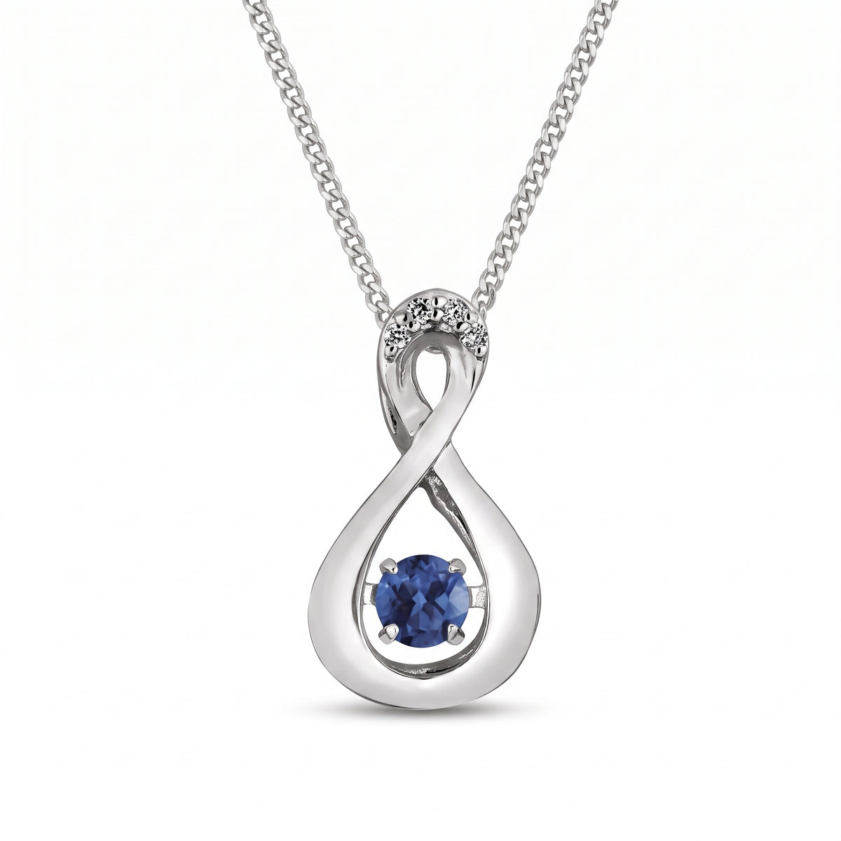 FINAL SALE - Pulse 10K White Gold September Sapphire Teardrop Pendant
