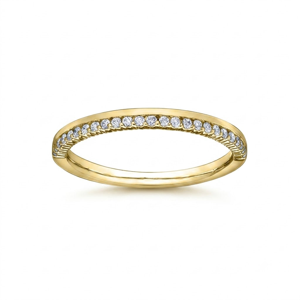 10k Yellow Gold 0.15ctw Ladies Offset Natural Diamond Wedding Band