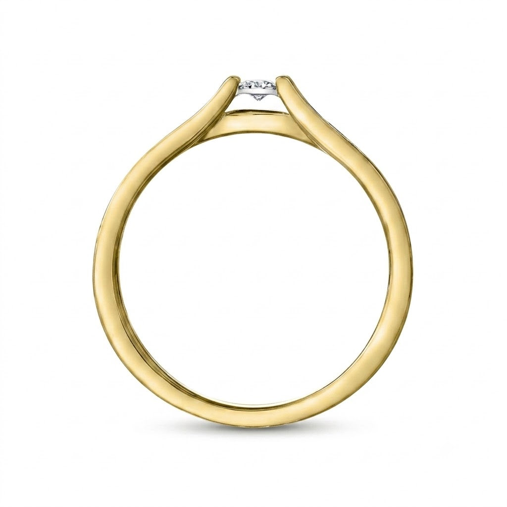 Illuminaire 10k Two-Tone Gold 0.10ctw Round Brilliant Natural Diamond Engagement Ring