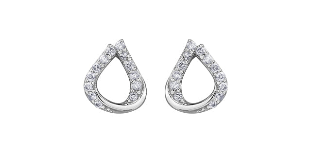 10K Gold Teardrop Shaped Stud Earrings 0.20TDW