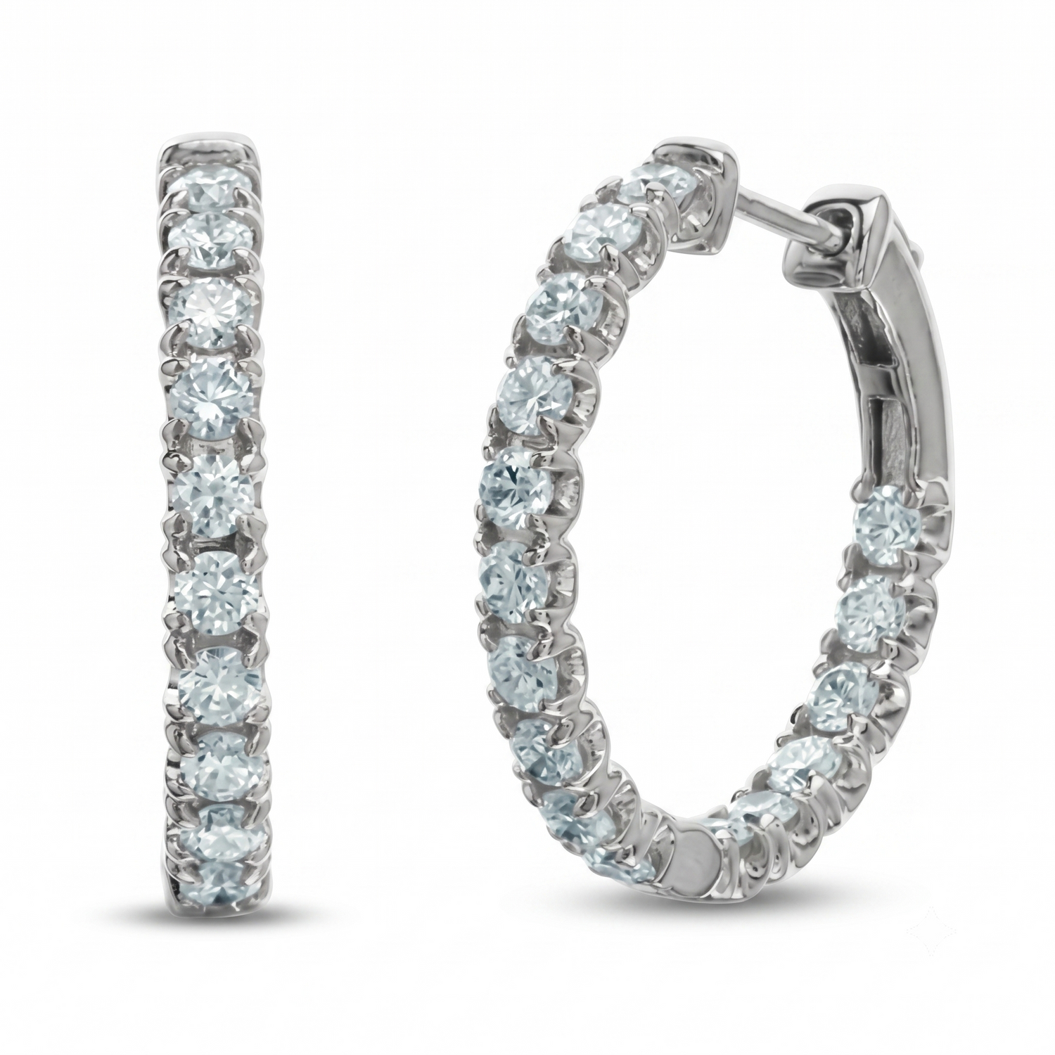 10k White Gold 1.00ctw Lab-Grown Diamond Hoop Earrings