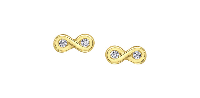 Forever Jewellery 10k Gold Infinity Diamond Studs. 0.014tdw.