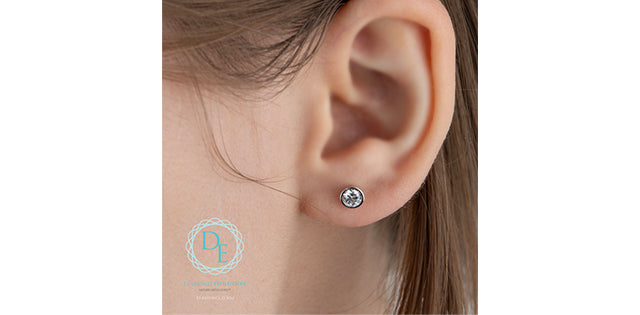 Lab Grown, Bezel Set Diamond Stud Earrings, 0.50TDW