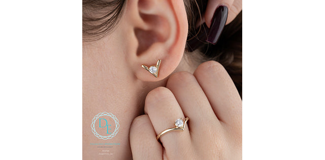 Lab-Grown Diamond Chevron Shaped Earrings, 0.50TDW
