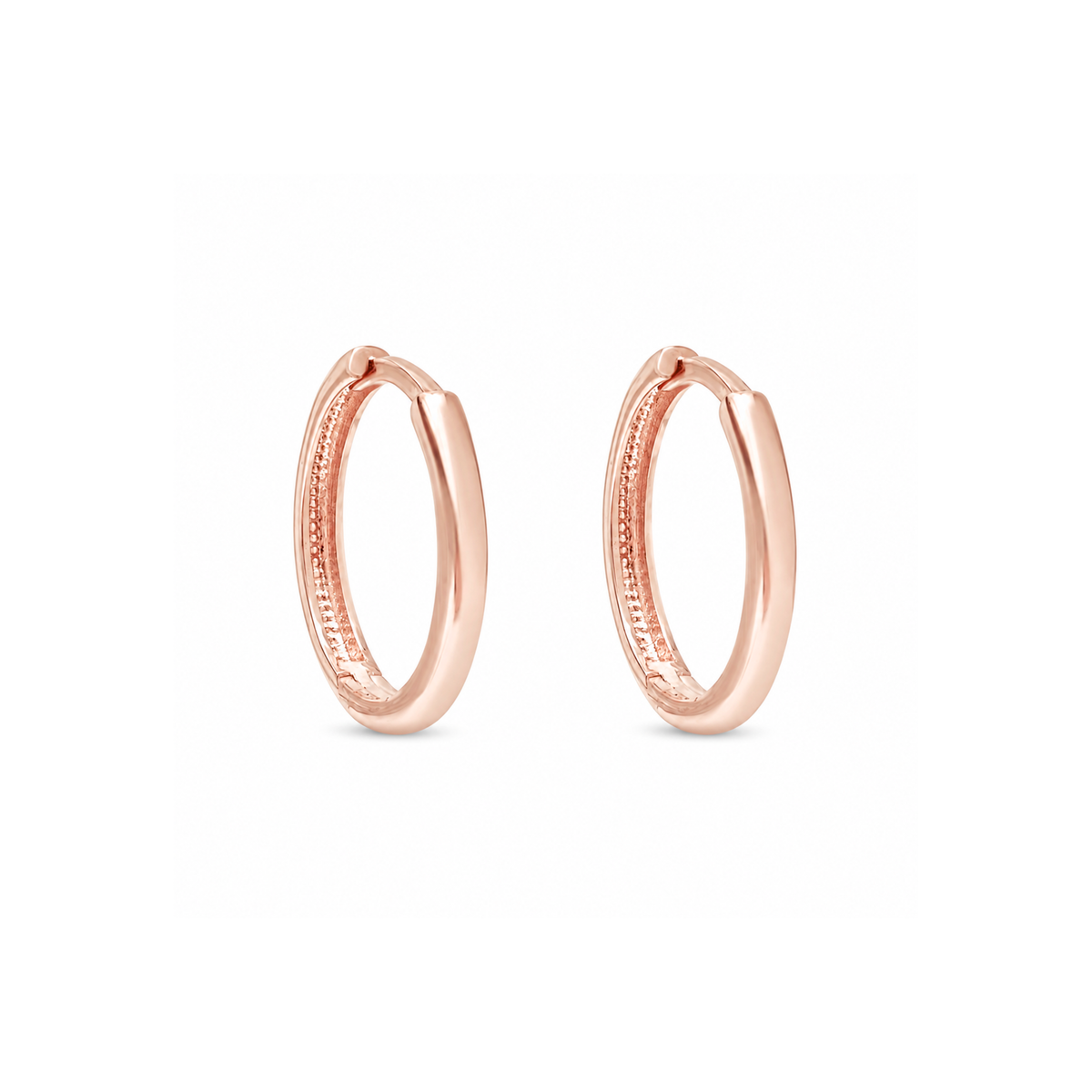 10k High Polish Rose Gold 15mm Huggie Earrings