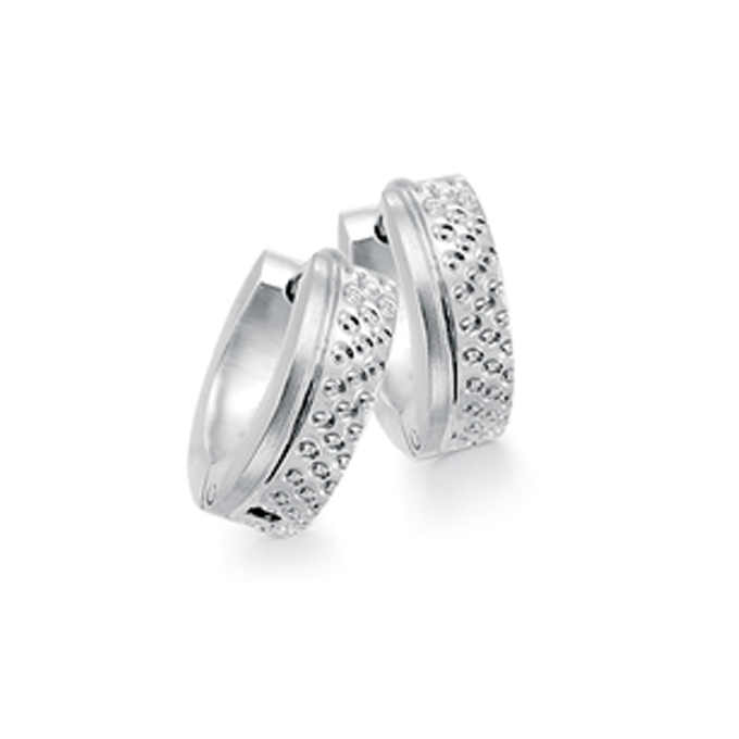 Italgem Steel Diamond-Cut Huggie Earrings