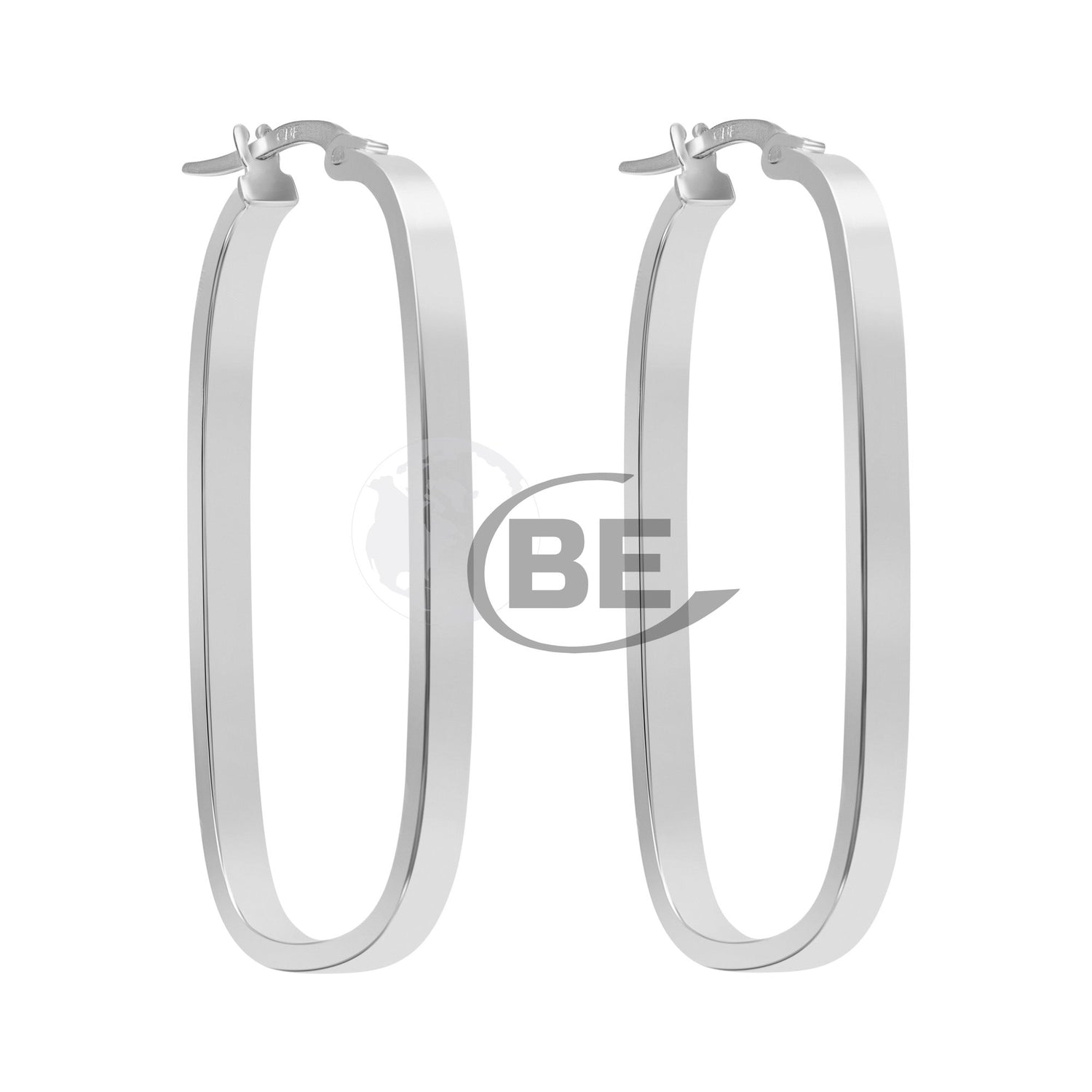 10k white gold square hoop ear