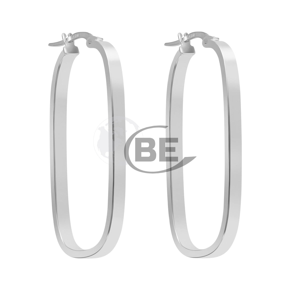 10k white gold square hoop ear