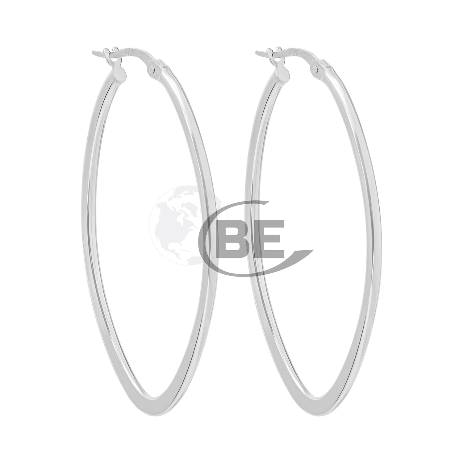 10k white gold oval shaped hoo