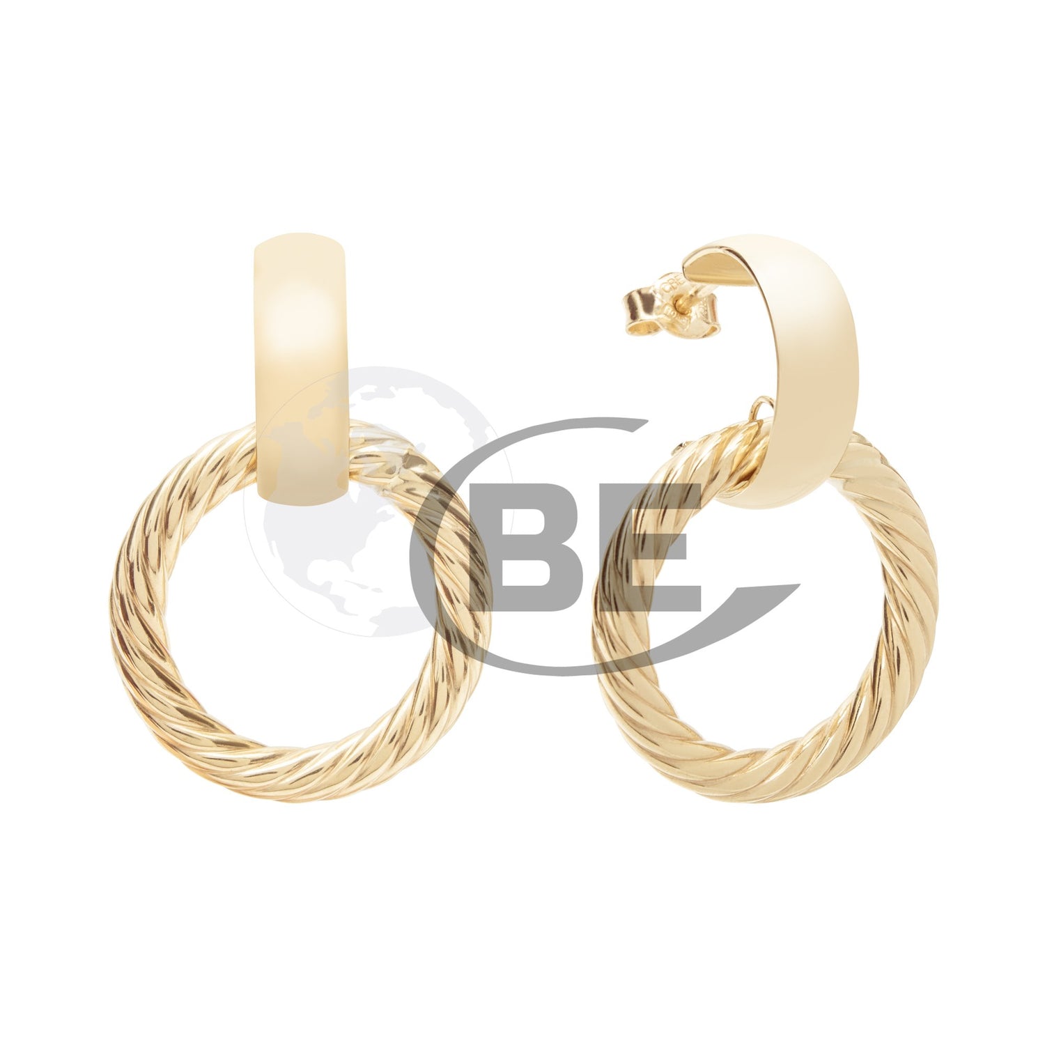 10 karat yellow gold drop hoop