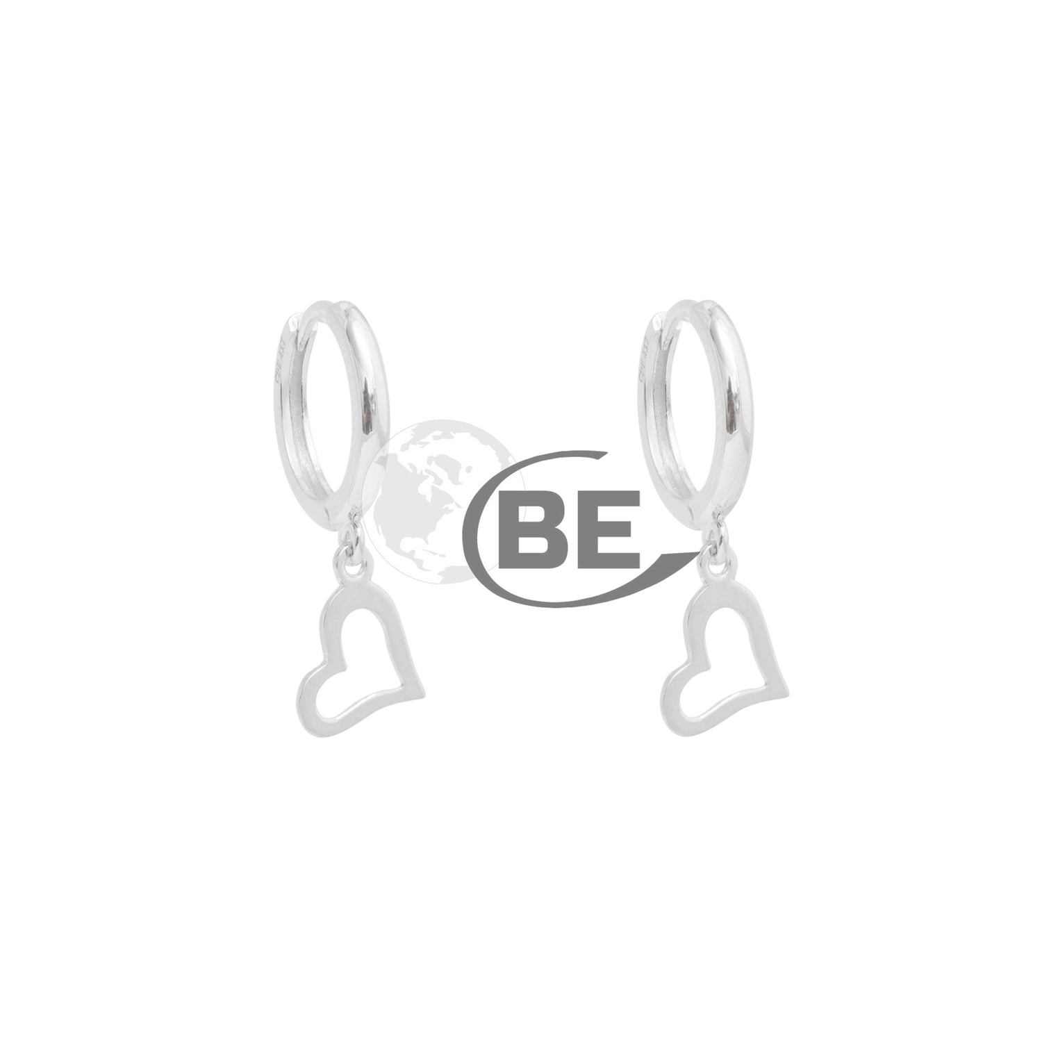 10K Huggie Earrings with a Heart Dangle