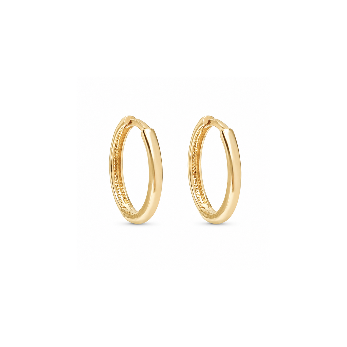 10k Yellow Gold 10.7MM Domed Huggie Hoop Earrings