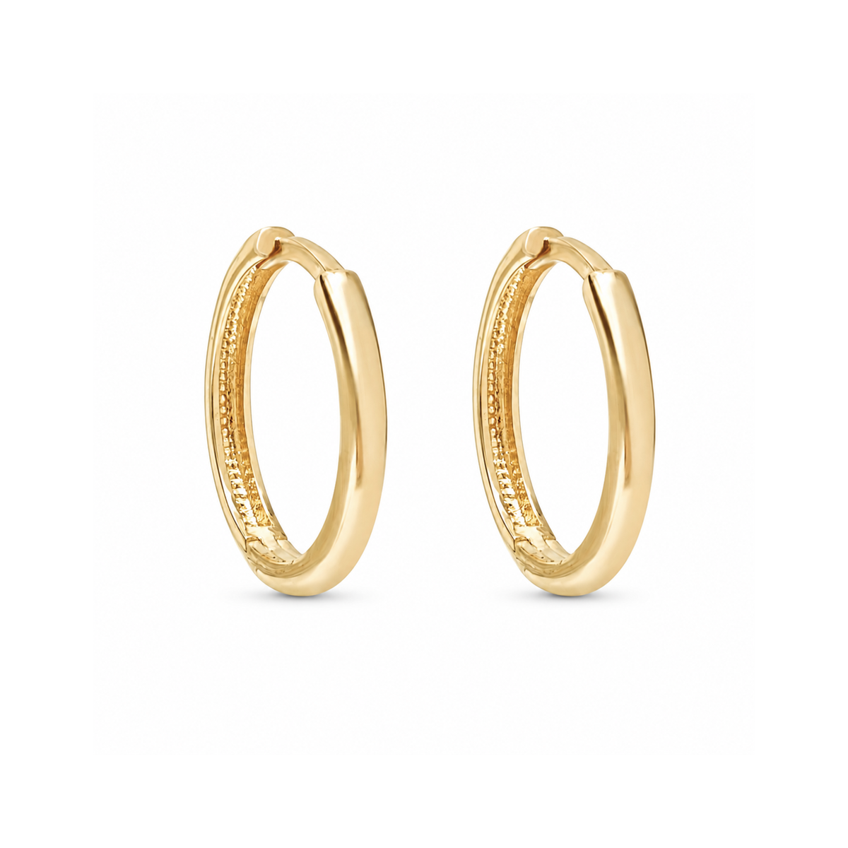 10k Yellow Gold Domed Huggie Hoop Earrings