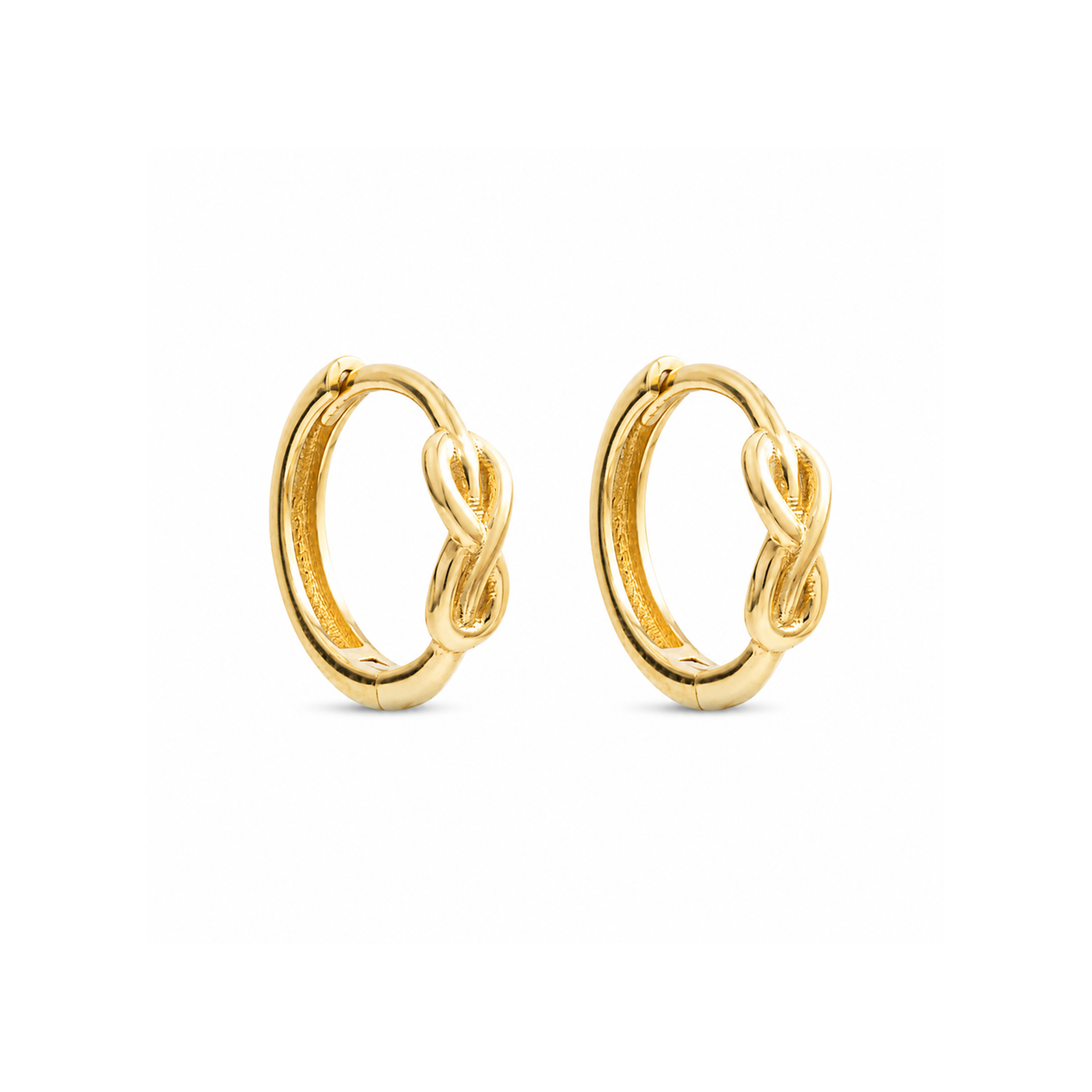 10k Yellow Gold Infinity Symbol Huggie Hoop Earrings