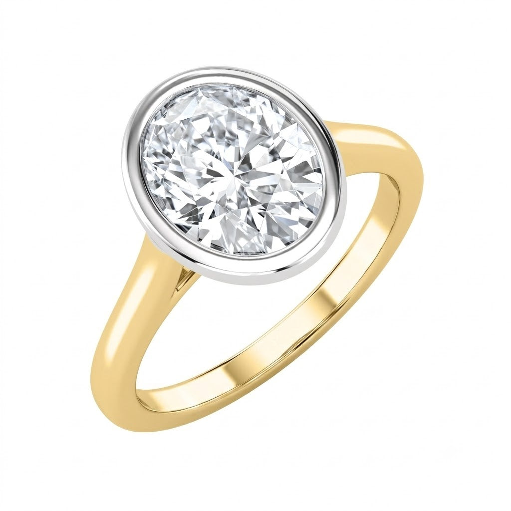 Malo Creations 14K Two-Tone Gold 1.51ct Oval Lab Diamond Ring