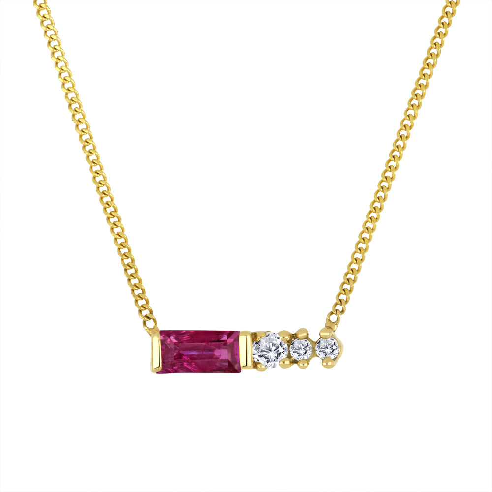 Fire & Ice 10K Yellow Gold Baguette Ruby & Canadian Diamond Pendant