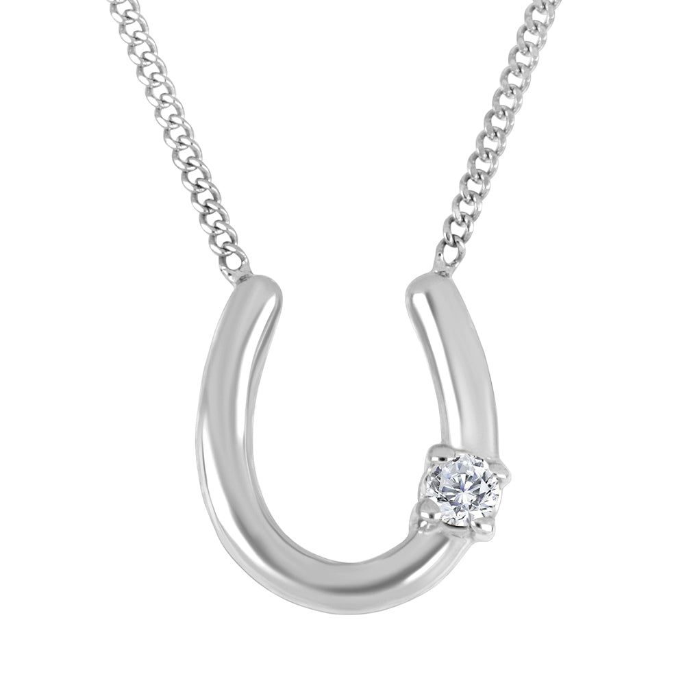 10K Horse Shoe Necklace 0.02TDW
