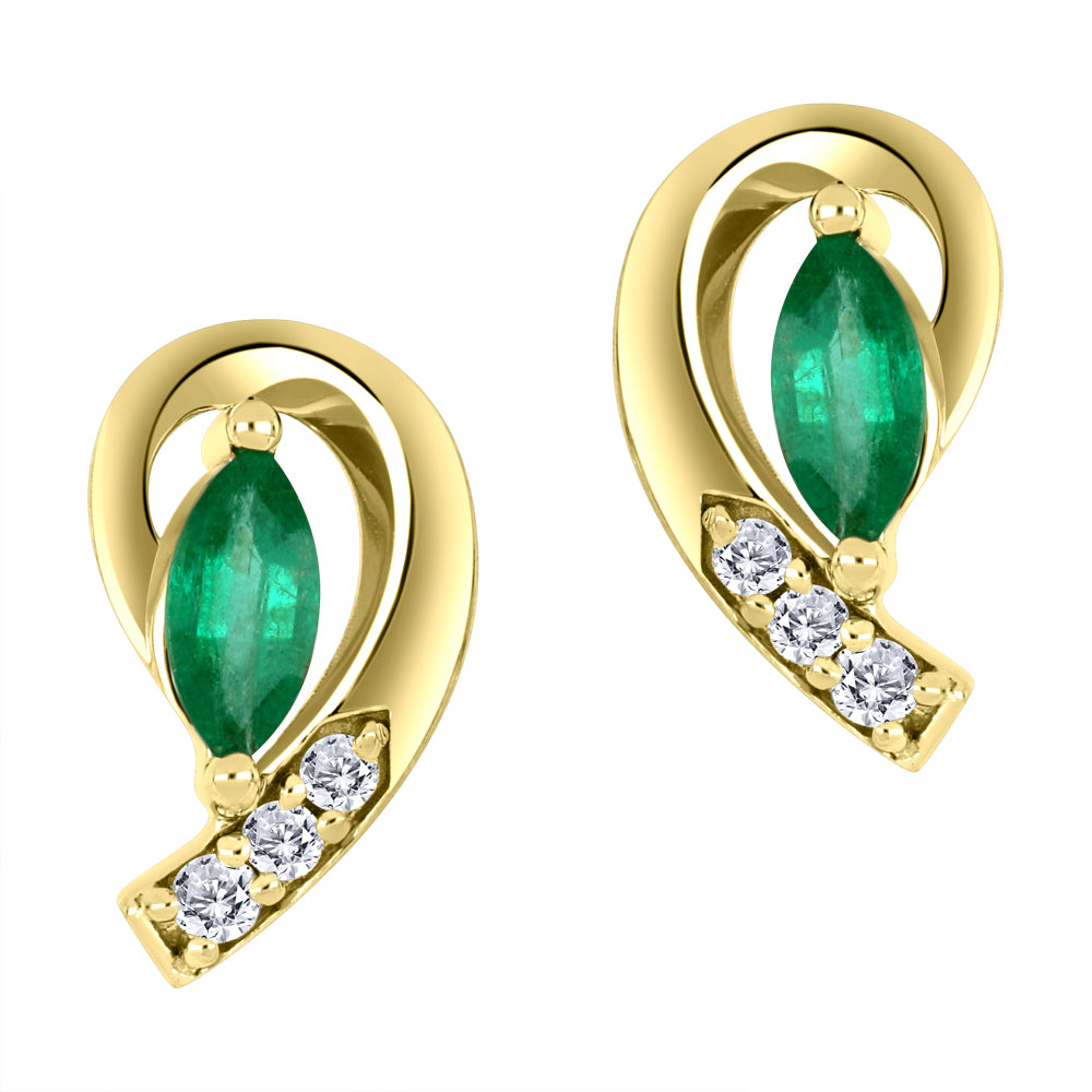 FINAL SALE - 10K Emerald & Diamond Stud Earrings