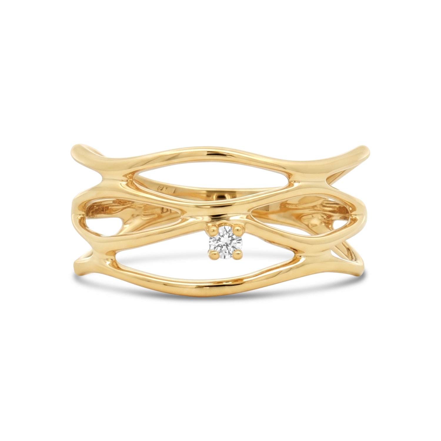 Fire & Ice 10k Gold Wavy Openwork Diamond Ring