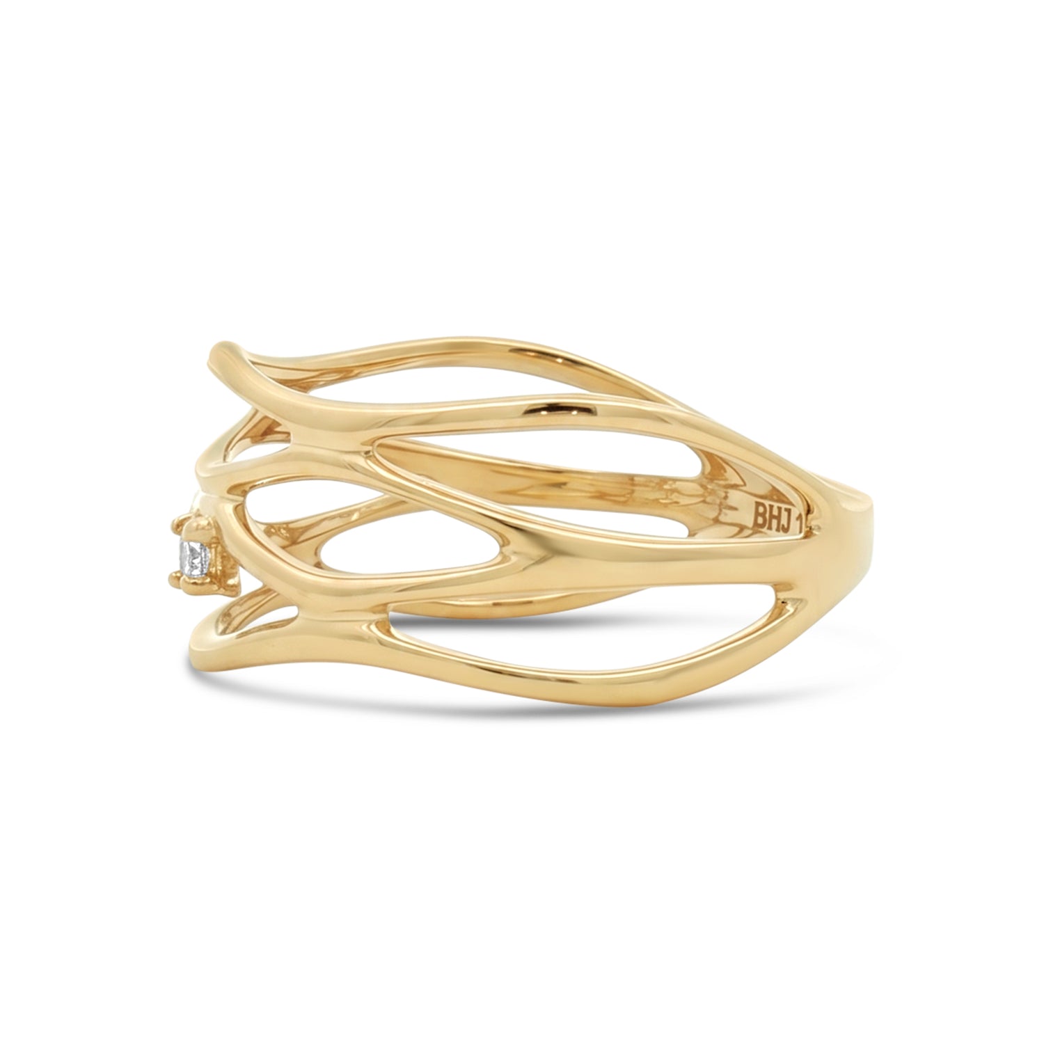 Fire & Ice 10k Gold Wavy Openwork Diamond Ring