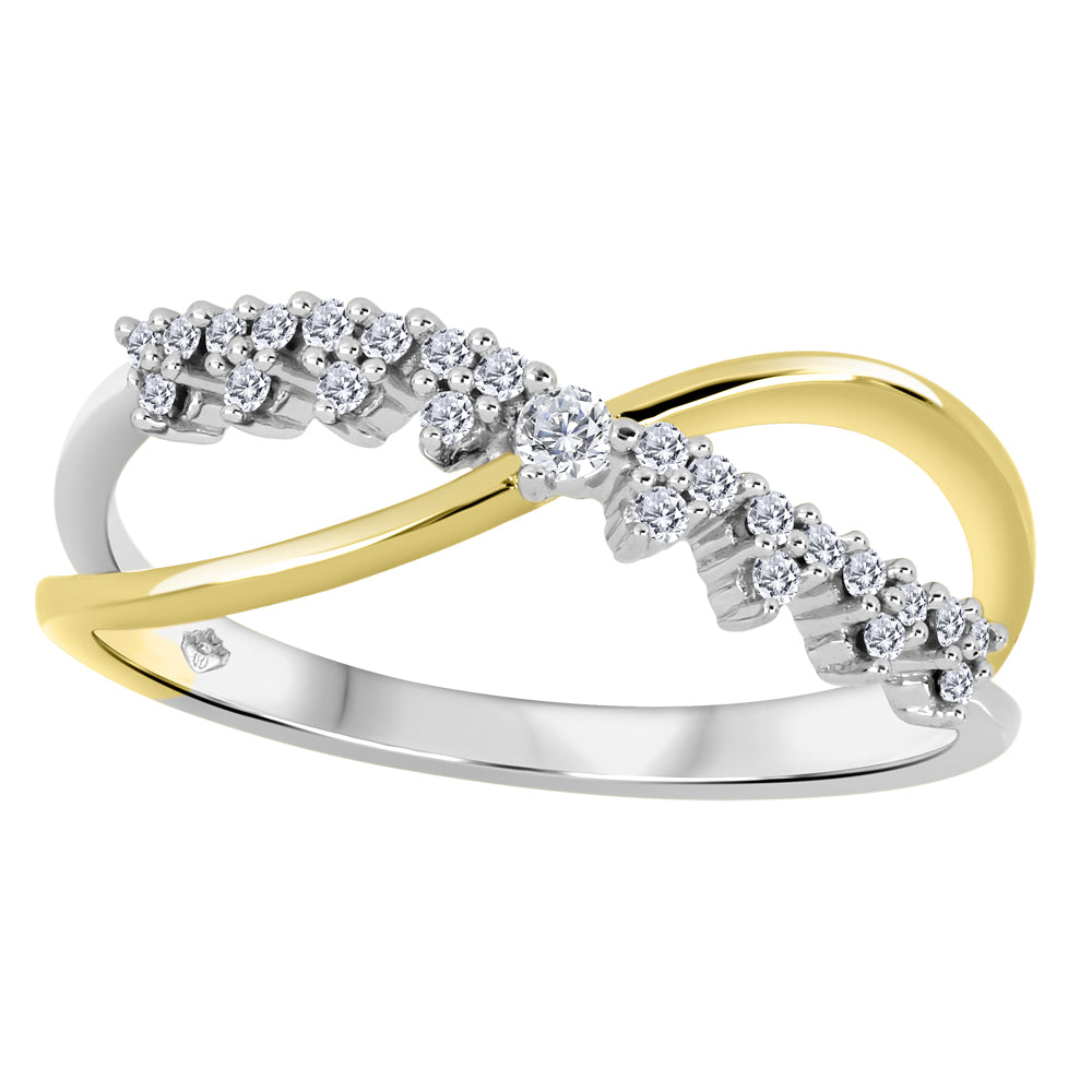 FINAL SALE - 10 Karat Cross Over Ring, 0.03 CT Center